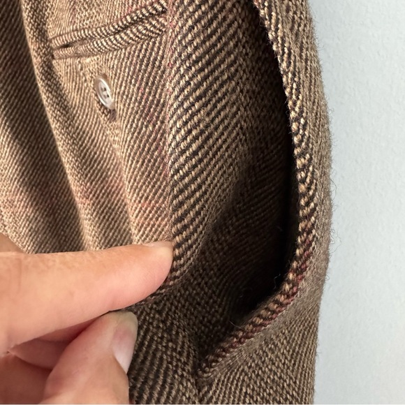 Vintage Ralph Lauren Wool Tweed Plaid Skirt 10 Brown Classic Pencil -Made in USA - Picture 3 of 7